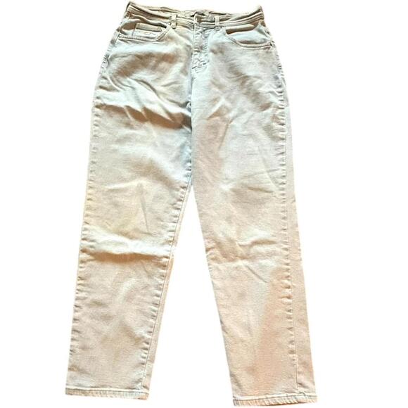 Vintage Gloria Vanderbilt Light Wash Stretch Jeans Swan Logo Size 12 Short - Picture 3 of 6